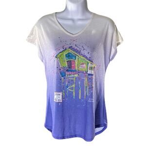 *LEOMA LOVEGROVE “Manatee Crossing” Purple Ombre TShirt Womens Size S